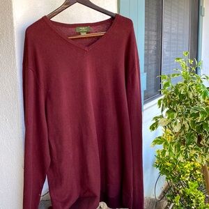 EDDIE BAUER MEN’S COTTON CASHMERE XXL MEN’S BURGUNDY V NECK SWEATER XXL …